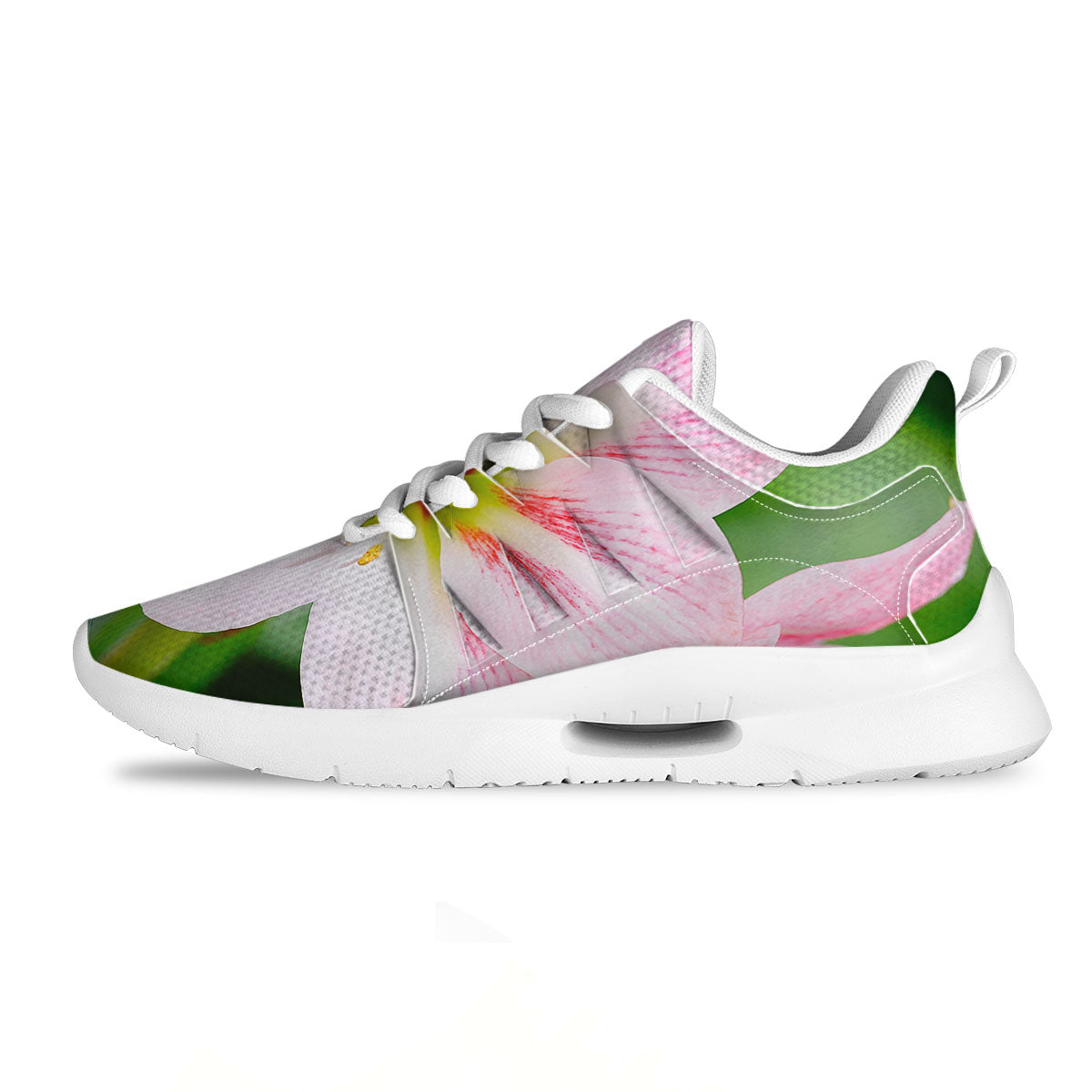Amaryllis Pink And White Print Tennis Shoes-grizzshop