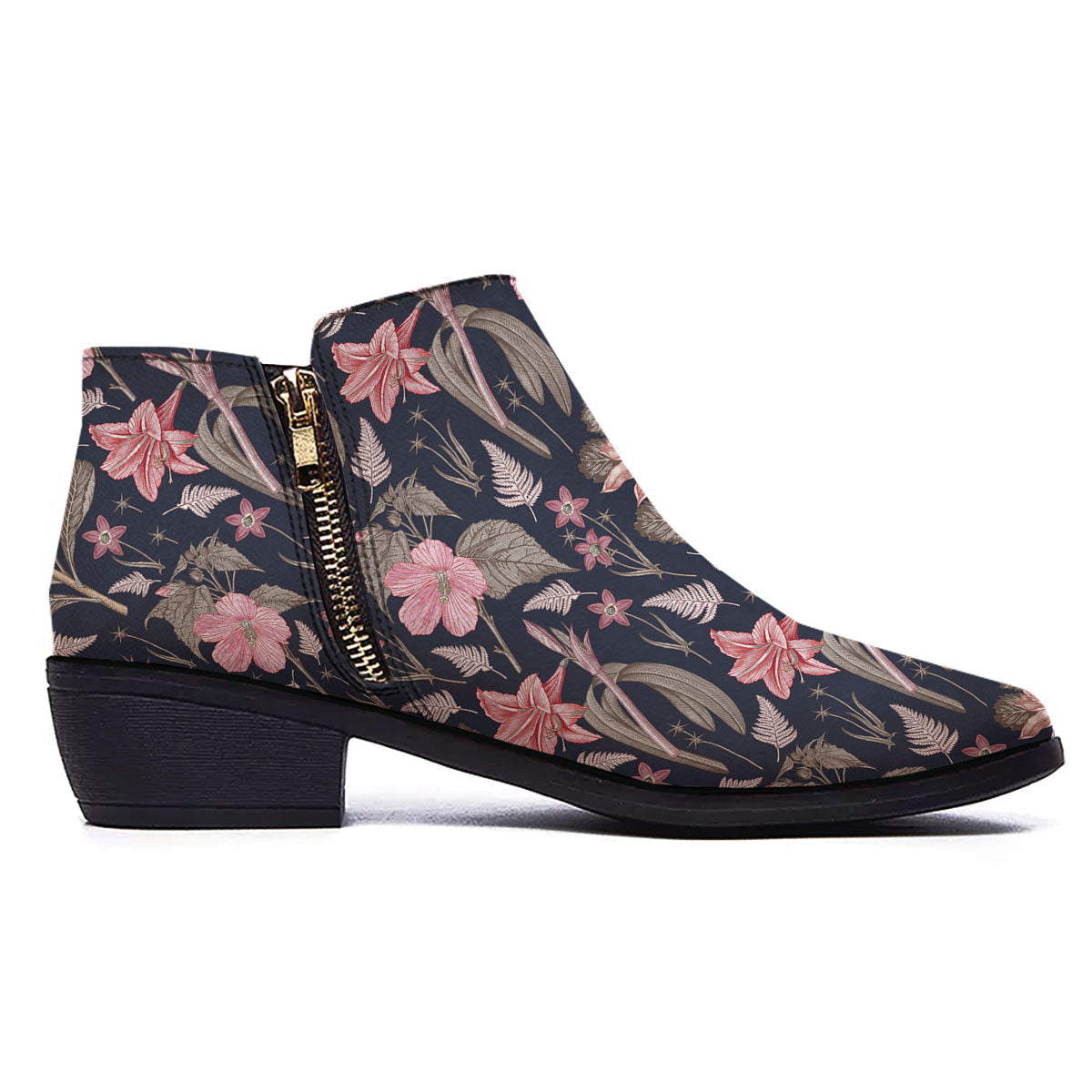 Amaryllis Pink Print Pattern Ankle Boots-grizzshop