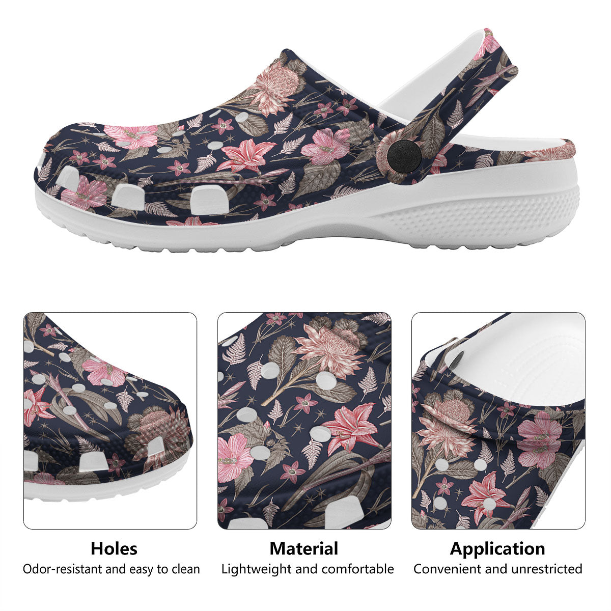 Amaryllis Pink Print Pattern Clog-grizzshop