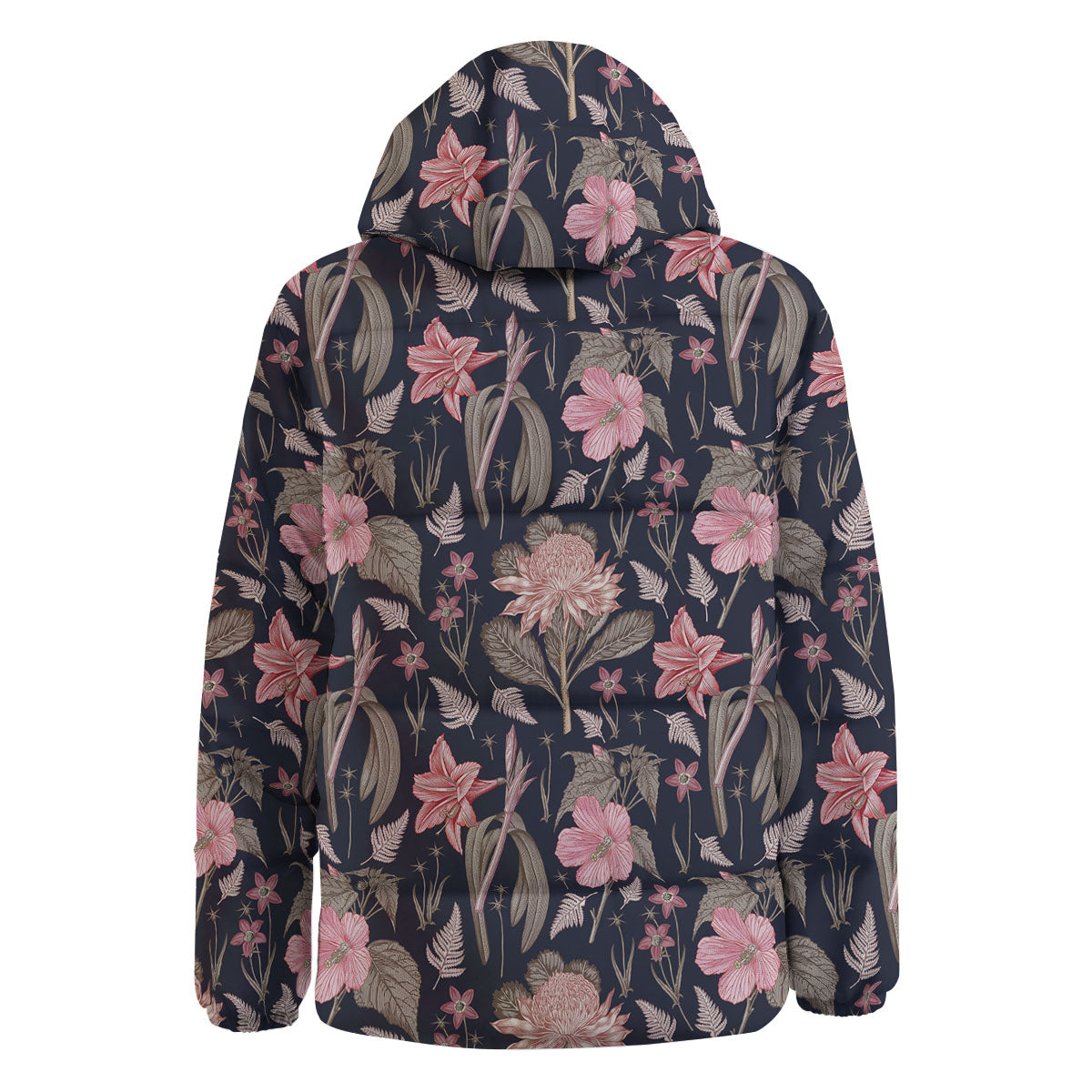 Amaryllis Pink Print Pattern Down Jacket-grizzshop