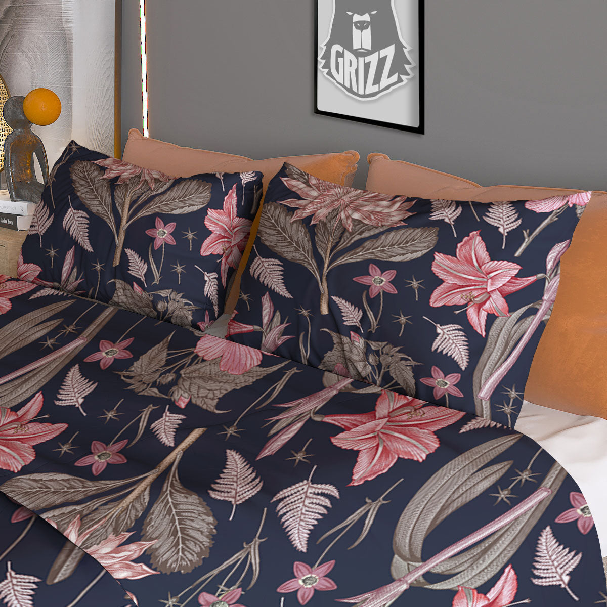 Amaryllis Pink Print Pattern Duvet Cover Bedding Set