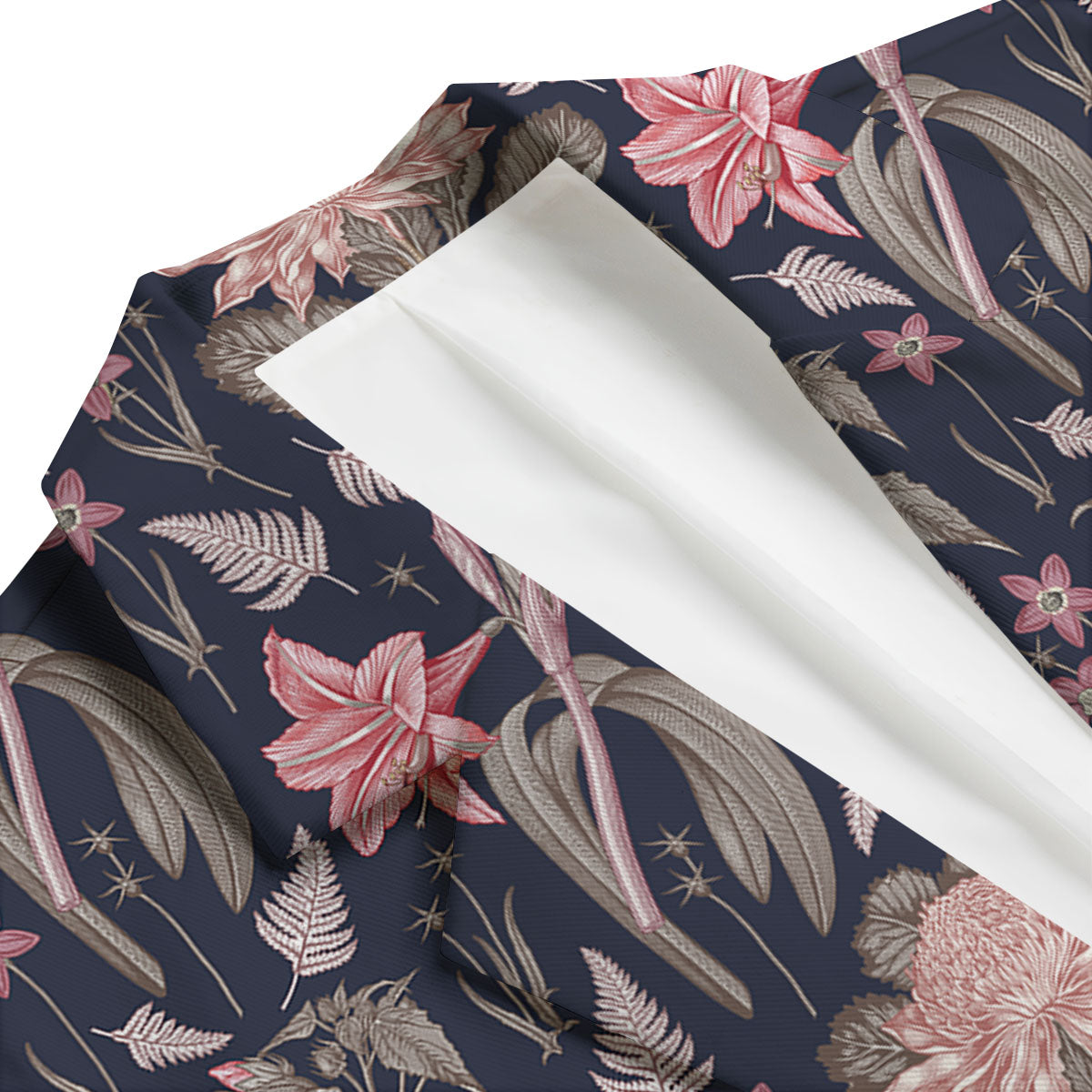 Amaryllis Pink Print Pattern Men's Blazer-grizzshop