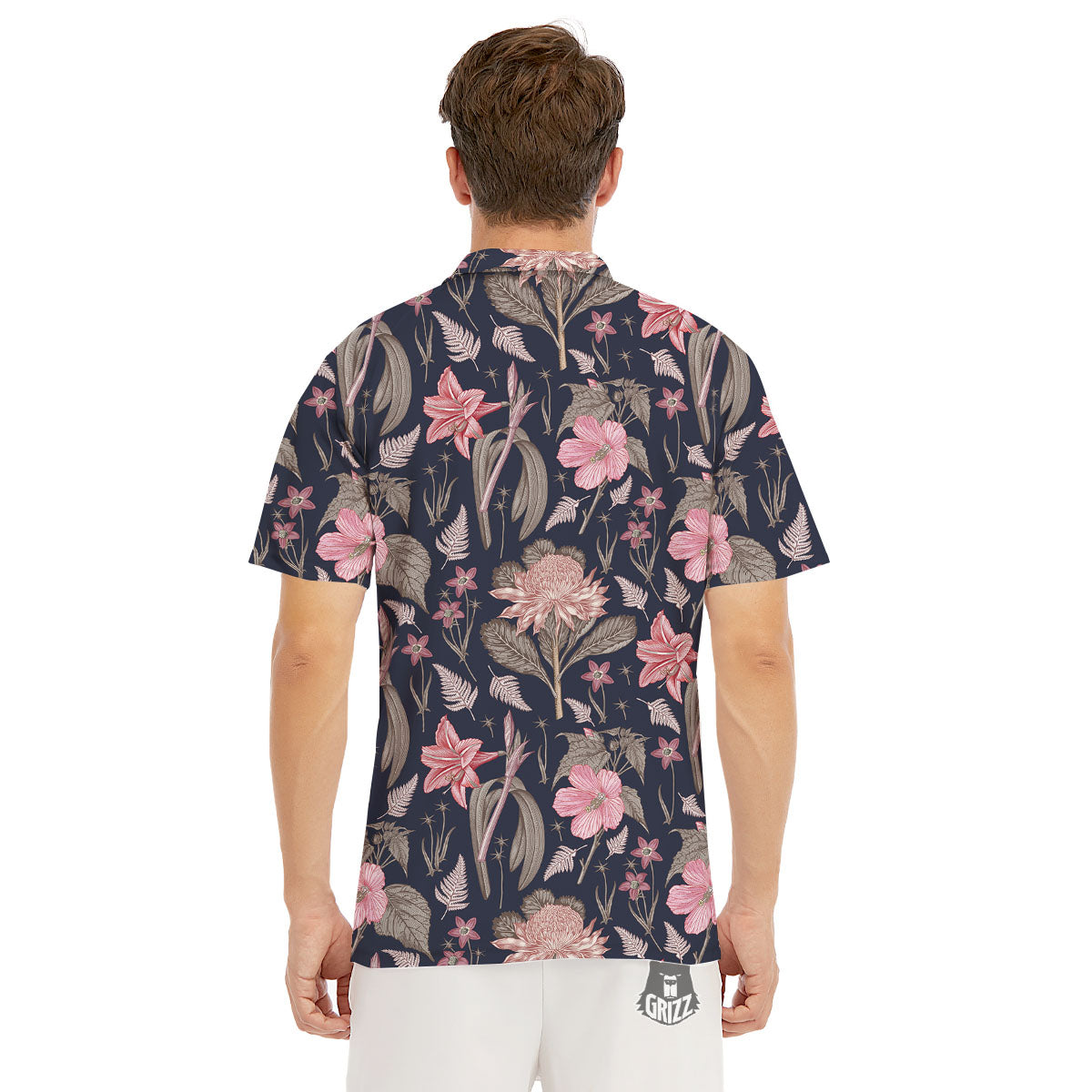Amaryllis Pink Print Pattern Men's Golf Shirts-grizzshop