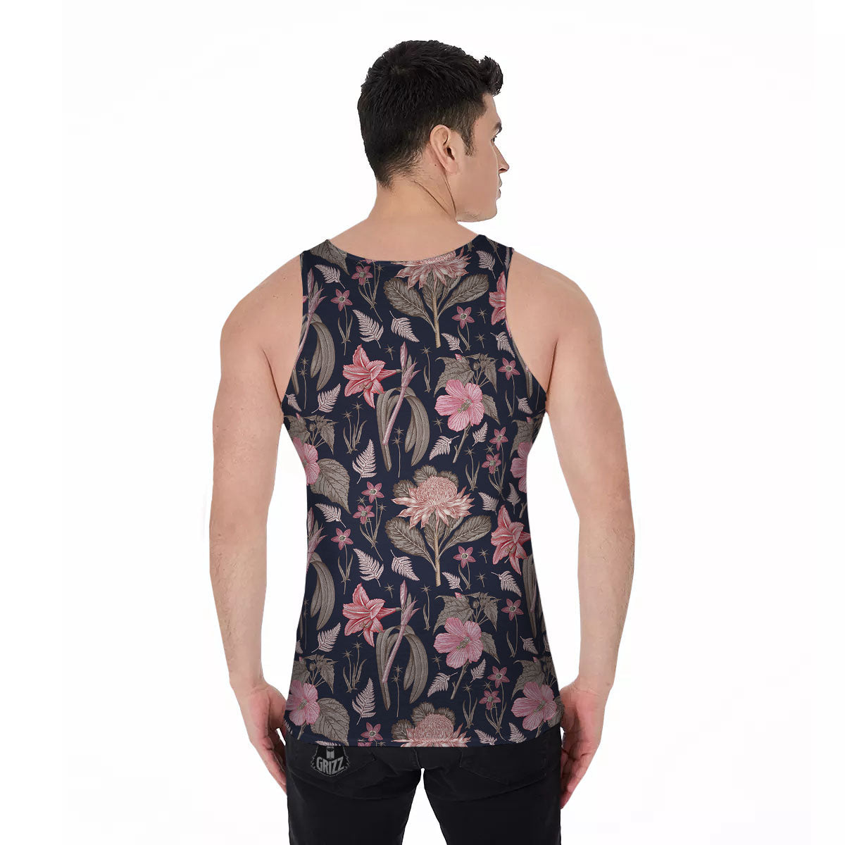 Amaryllis Pink Print Pattern Men's Tank Top-grizzshop