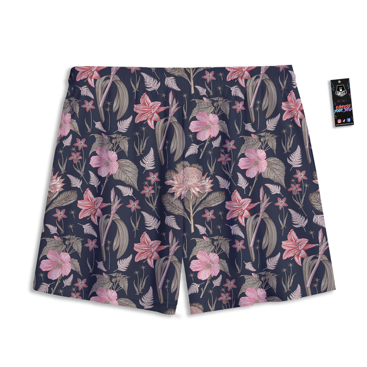 Amaryllis Pink Print Pattern Mesh Shorts