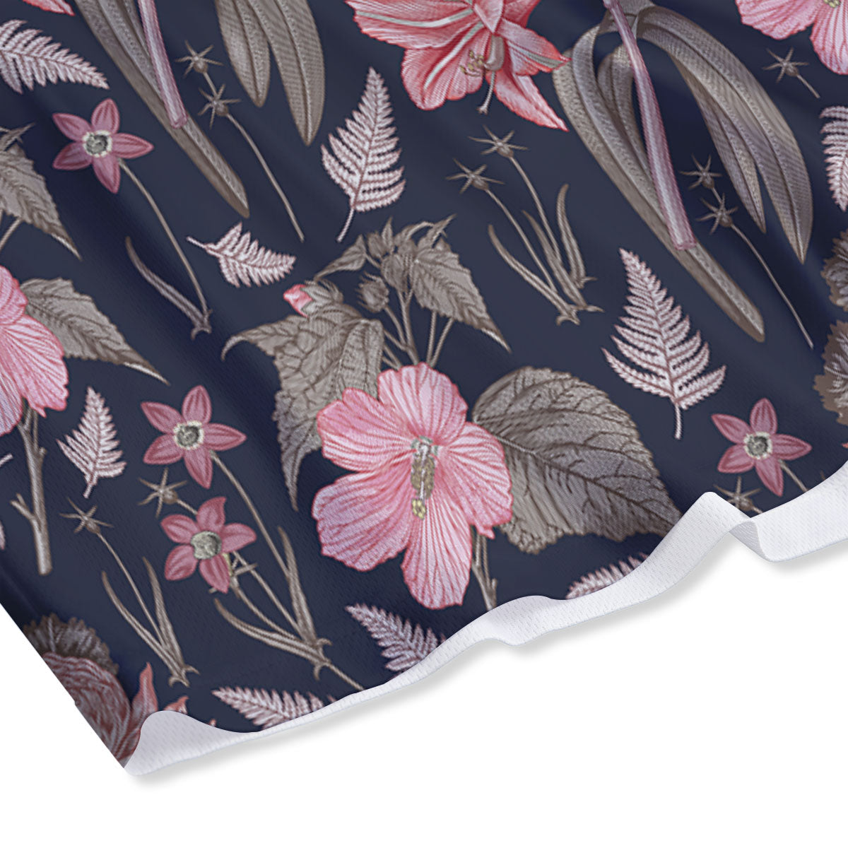 Amaryllis Pink Print Pattern Mesh Shorts