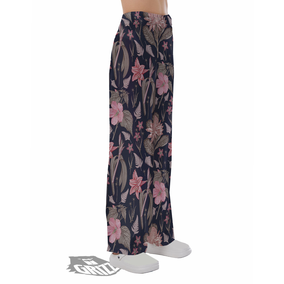 Amaryllis Pink Print Pattern Pajama Pants-grizzshop