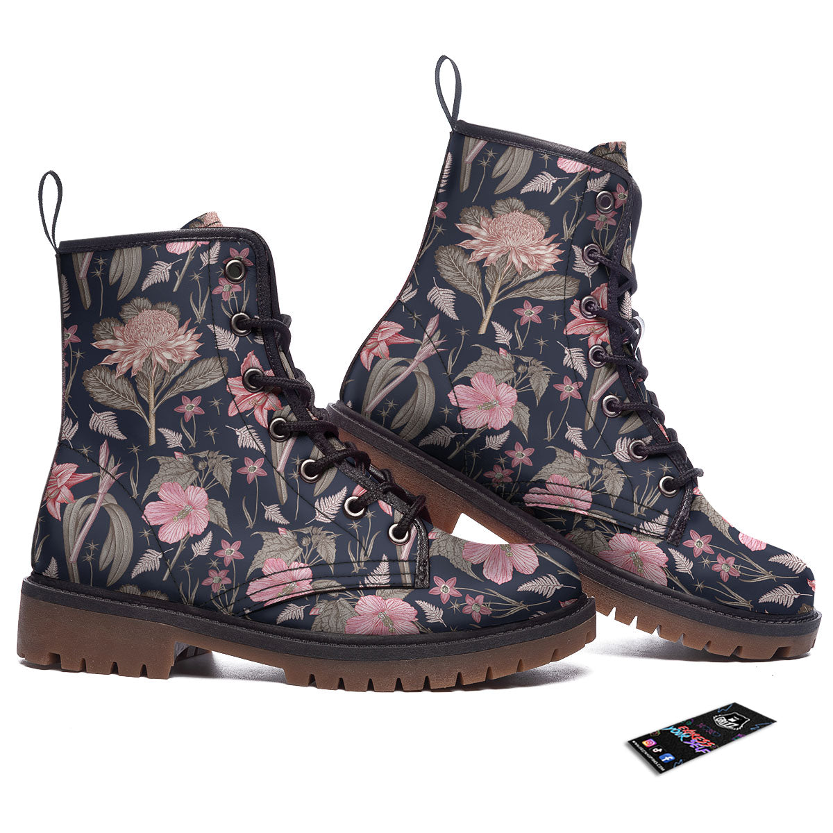 Amaryllis Pink Print Pattern Work Boots-grizzshop