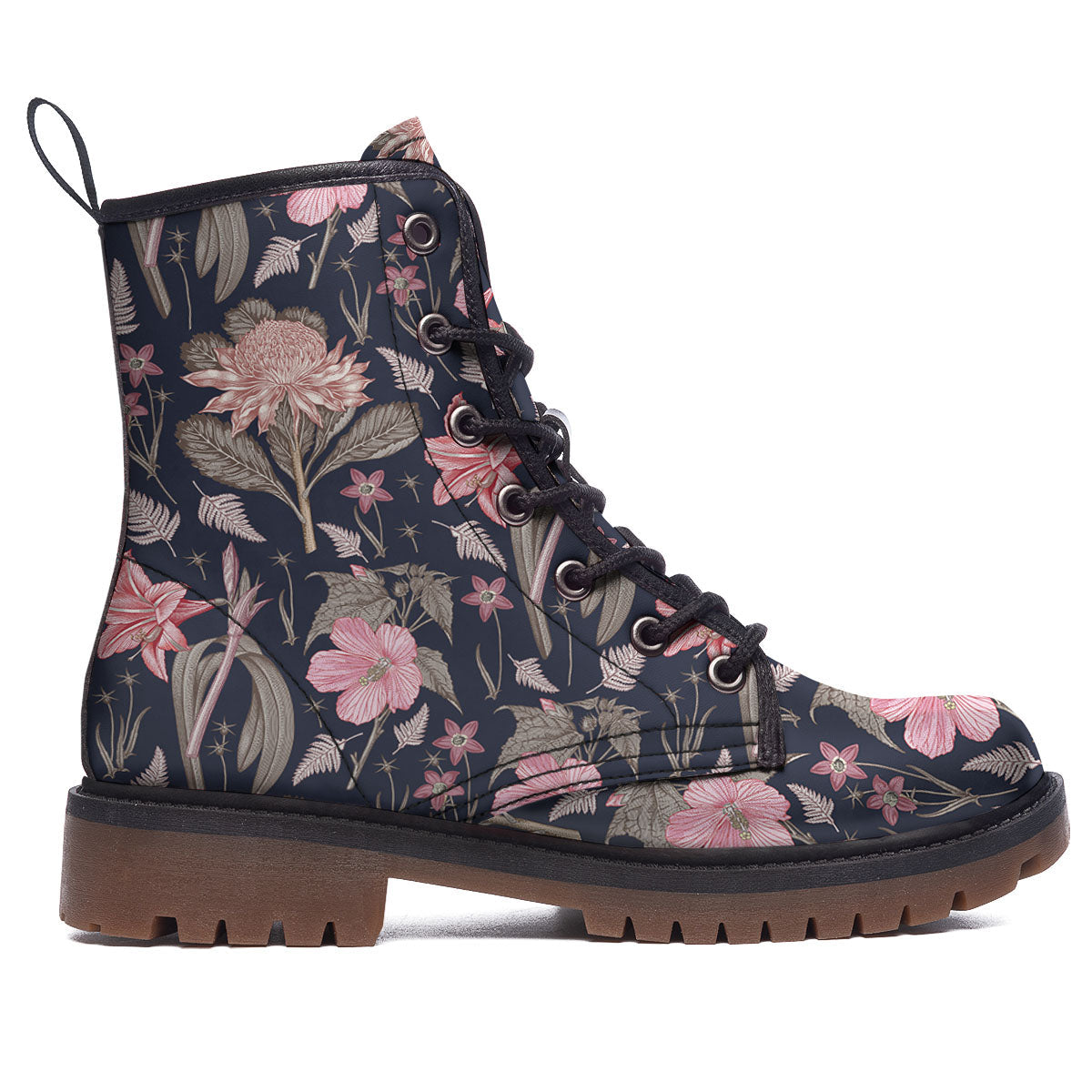 Amaryllis Pink Print Pattern Work Boots-grizzshop
