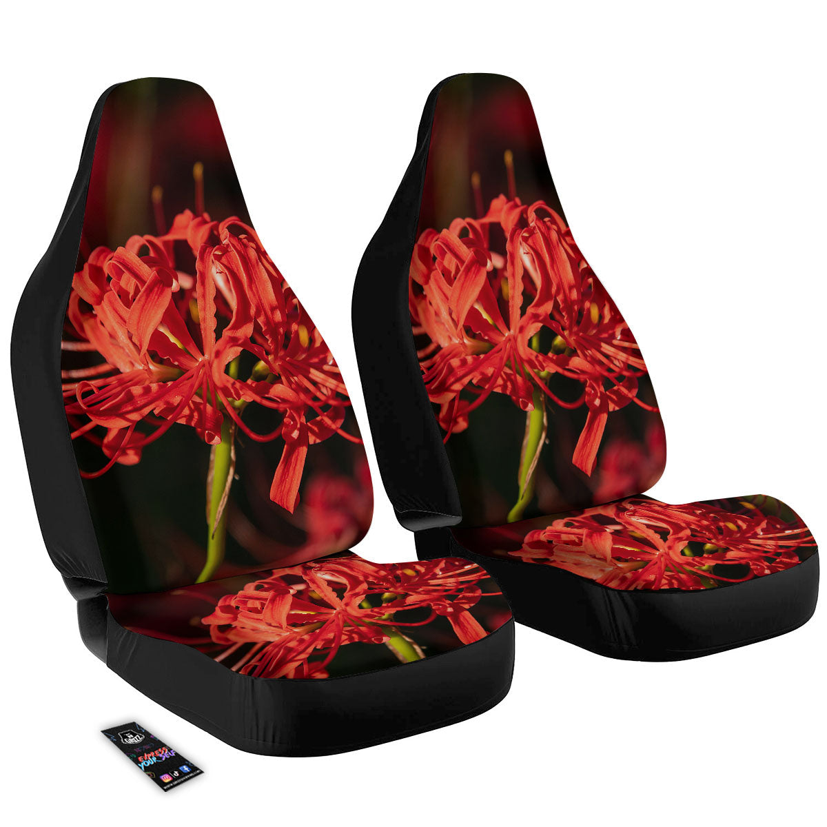 Amaryllis Red Japanese Print Car Seat Covers-grizzshop