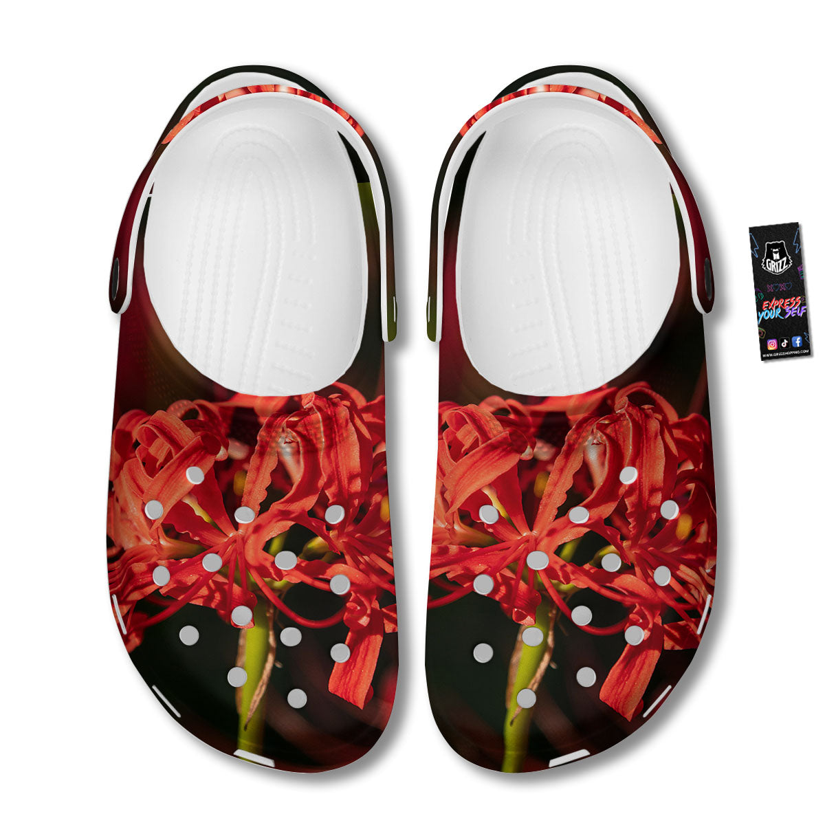 Amaryllis Red Japanese Print Clog-grizzshop