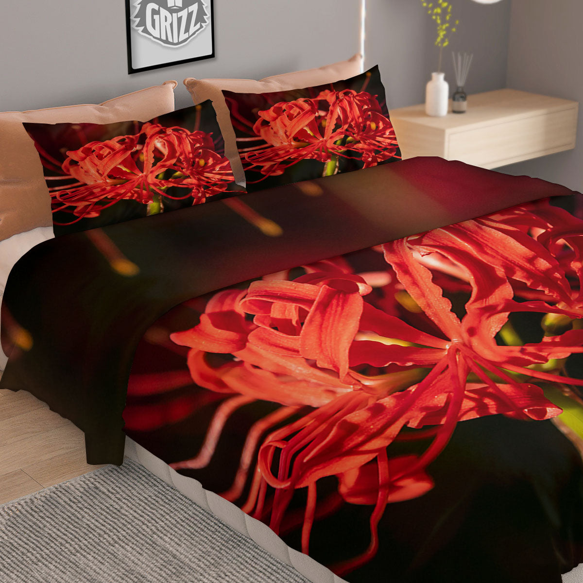 Alstroemeria Yellow Print Pattern Duvet Cover Bedding Set