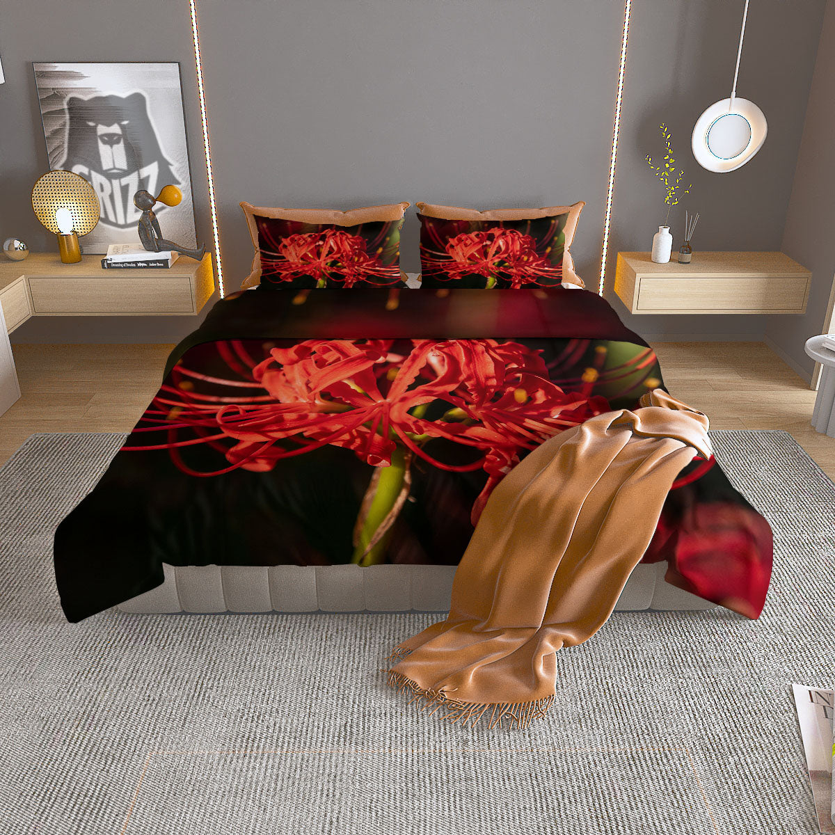 Alstroemeria Yellow Print Pattern Duvet Cover Bedding Set