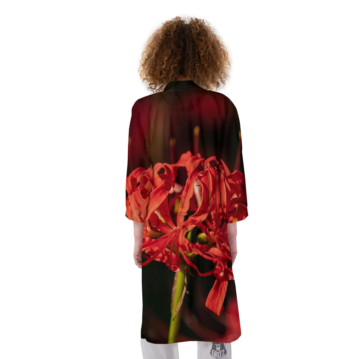 Amaryllis Red Japanese Print Kimono-grizzshop