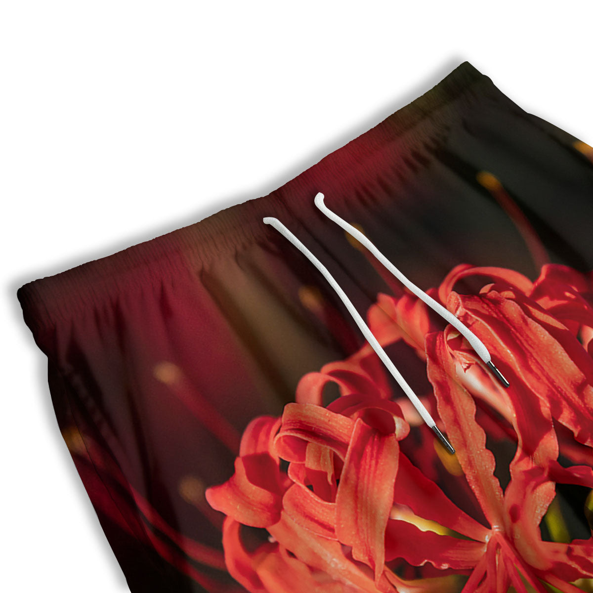 Amaryllis Red Japanese Print Men's Athletic Shorts