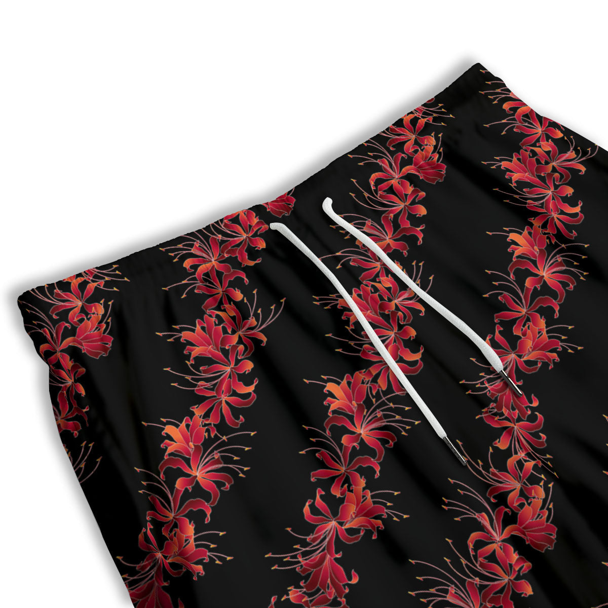 Amaryllis Red Japanese Print Pattern Men's Athletic Shorts