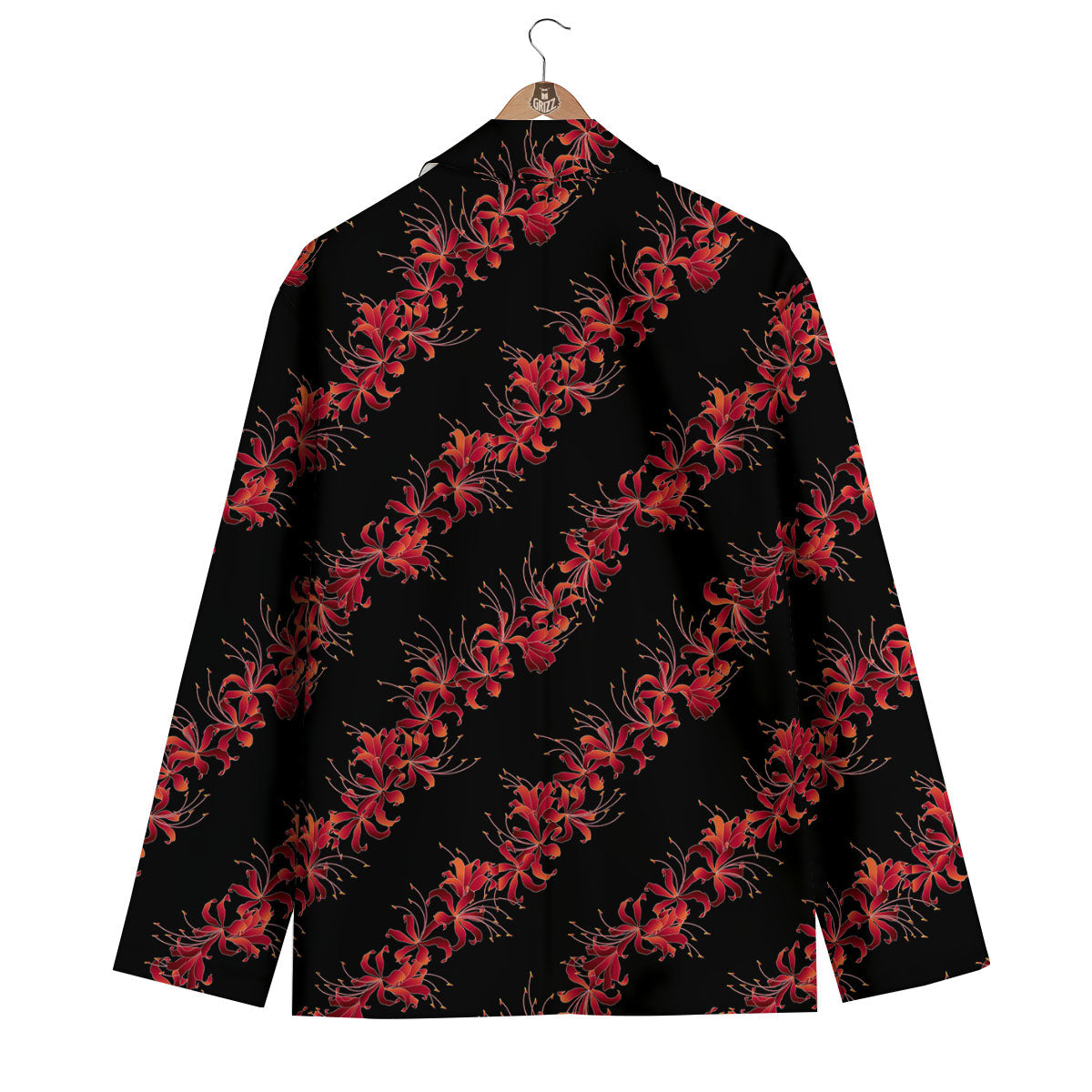 Amaryllis Red Japanese Print Pattern Men's Blazer-grizzshop