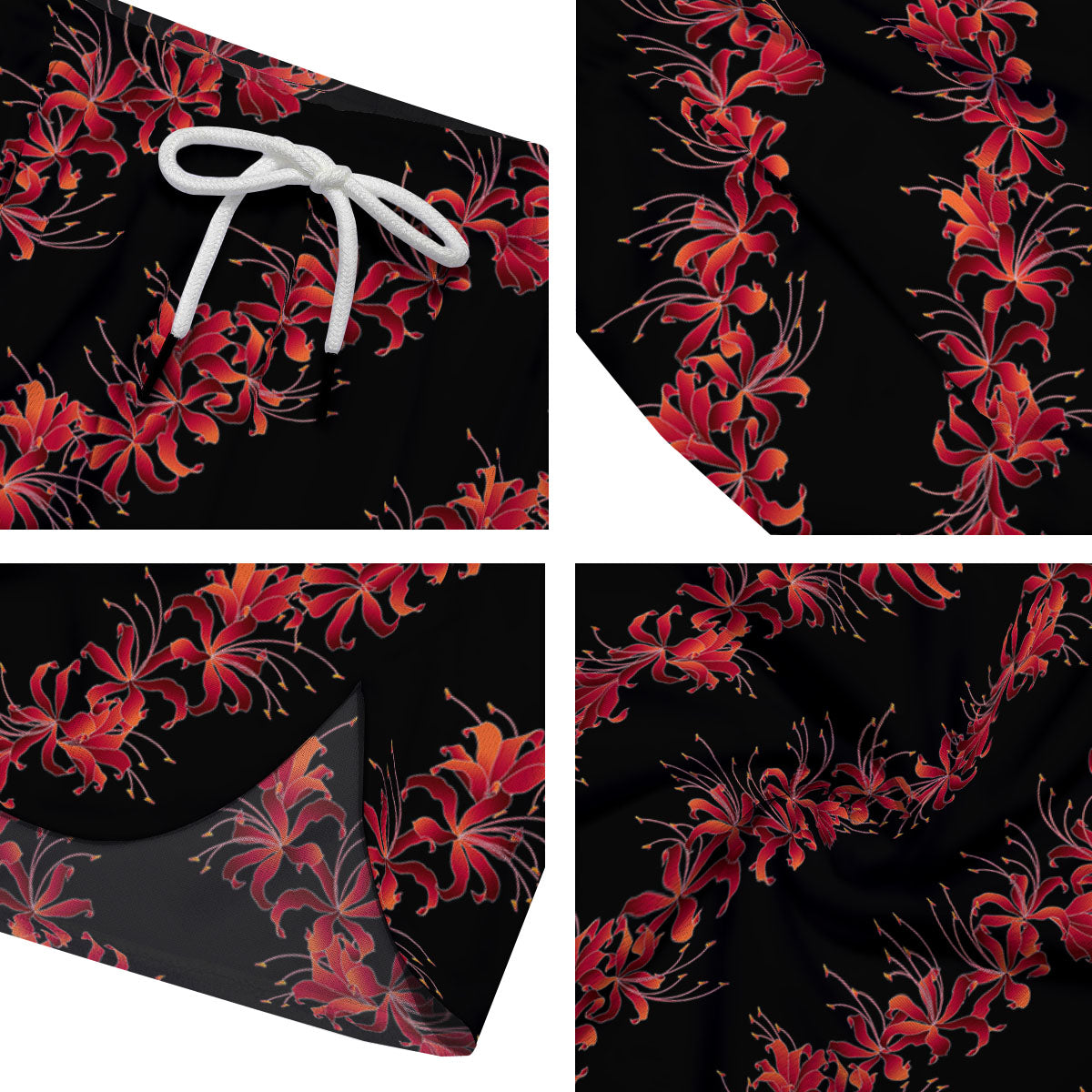 Amaryllis Red Japanese Print Pattern Men's Running Shorts-grizzshop