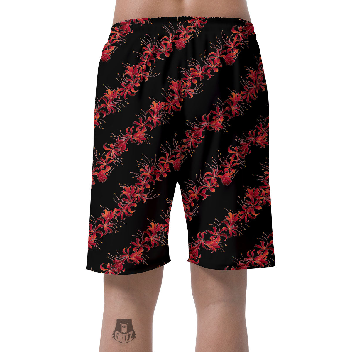 Amaryllis Red Japanese Print Pattern Men's Shorts-grizzshop