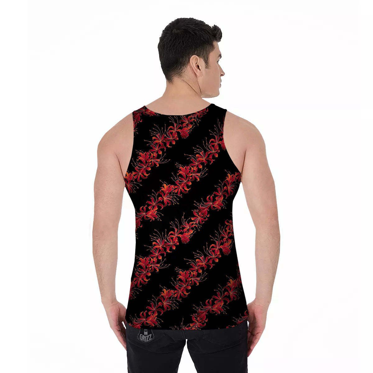 Amaryllis Red Japanese Print Pattern Men's Tank Top-grizzshop