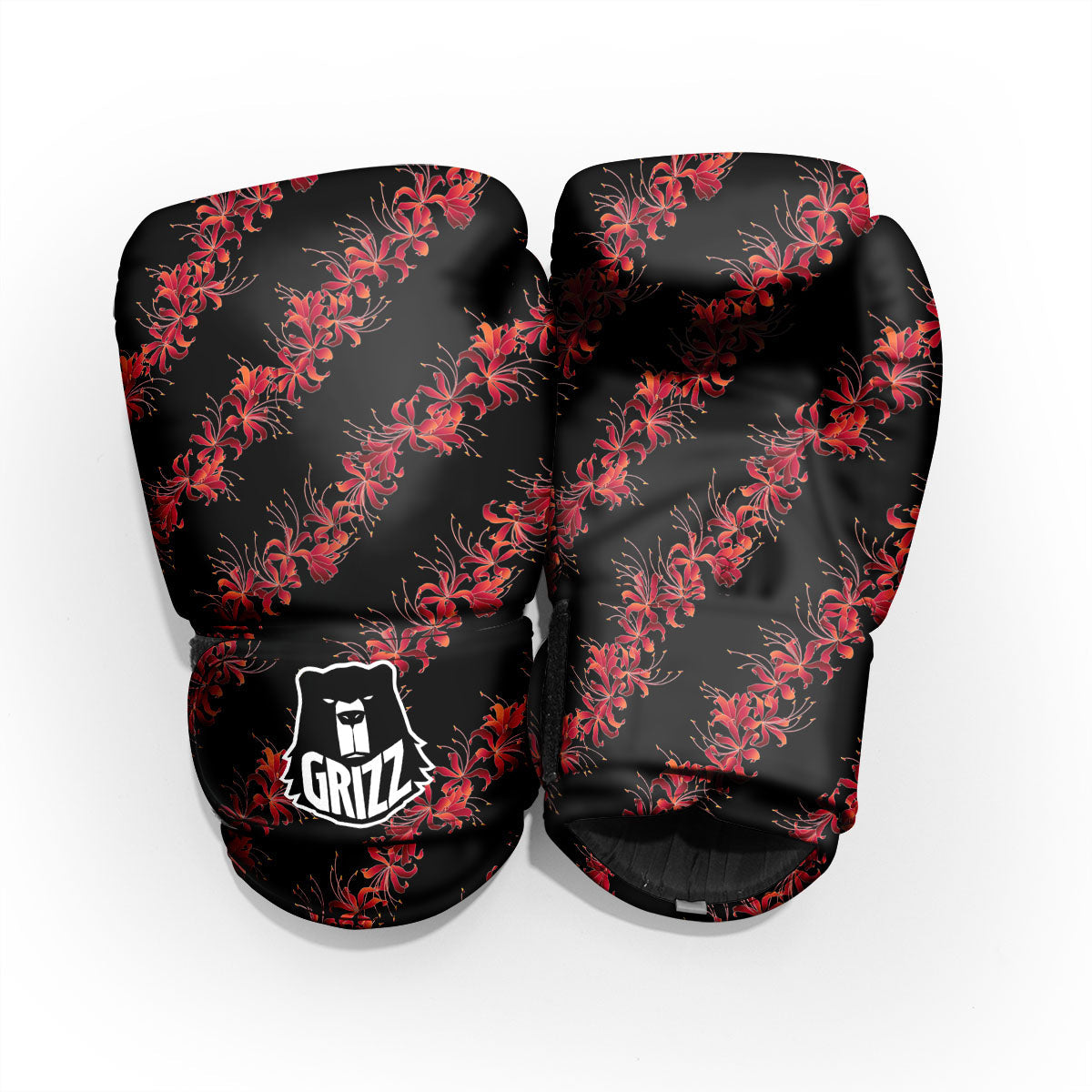 Amaryllis Red Japanese Print Pattern Pro Boxing Glove