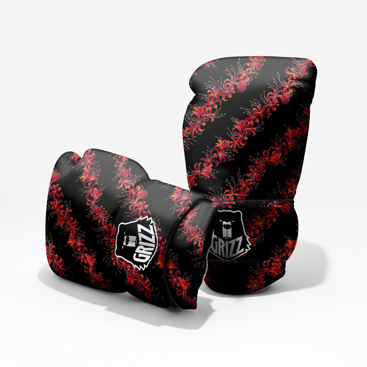 Amaryllis Red Japanese Print Pattern Pro Boxing Glove