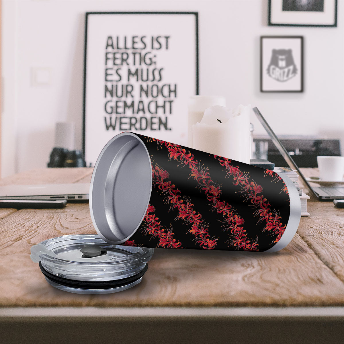 Amaryllis Red Japanese Print Pattern Tumbler-grizzshop