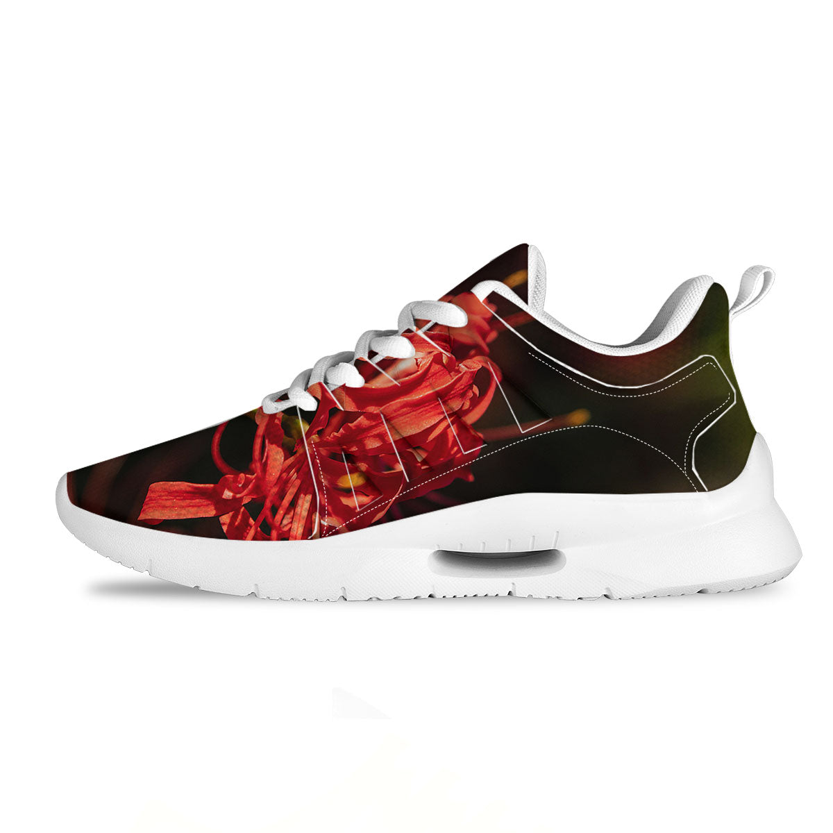 Amaryllis Red Japanese Print Tennis Shoes-grizzshop