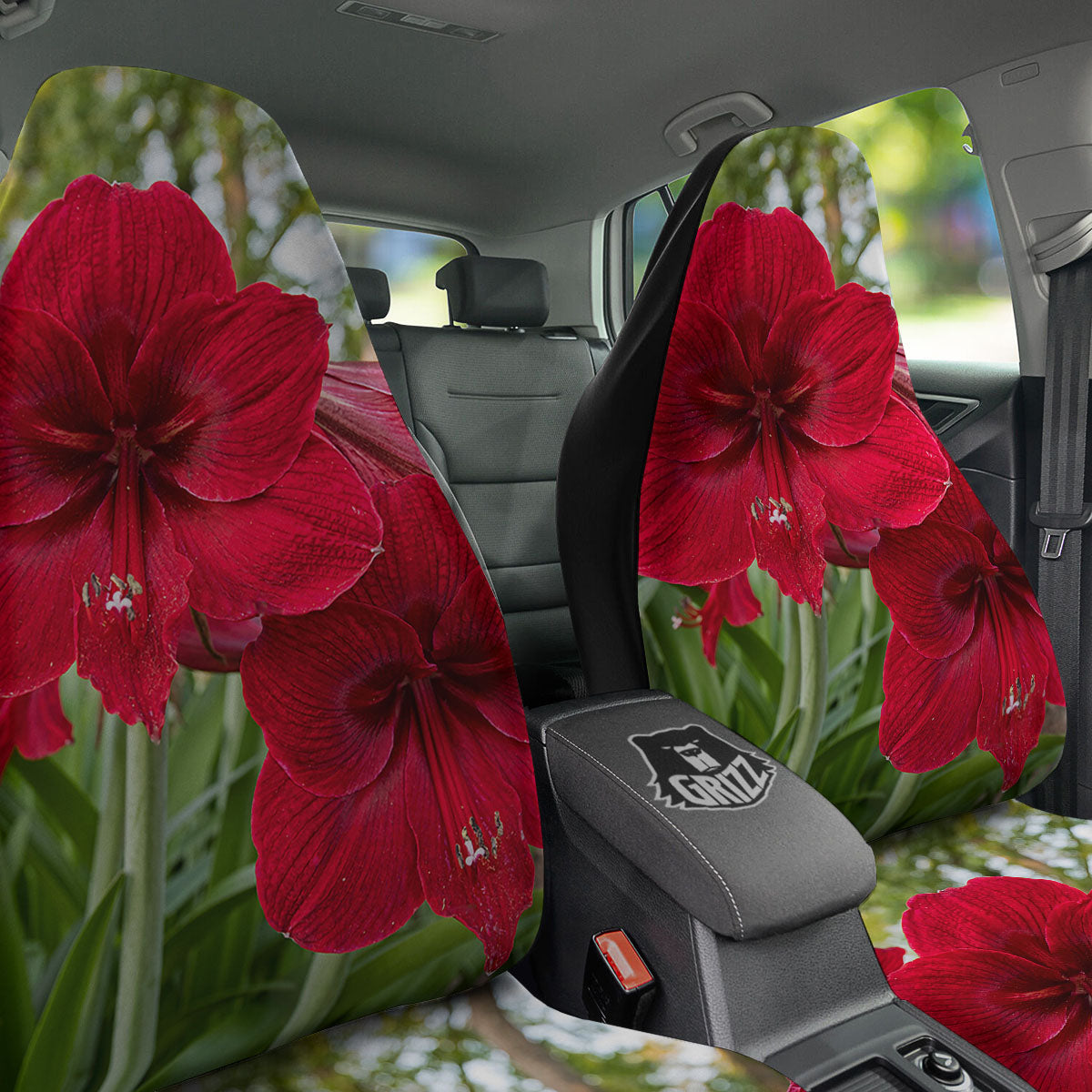 Amaryllis Red Print Car Seat Covers-grizzshop