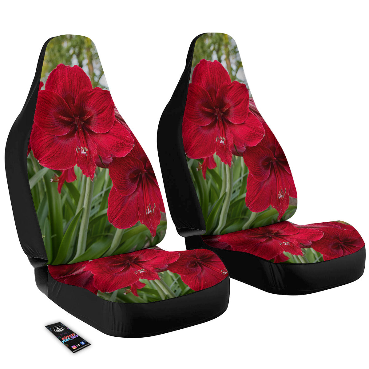 Amaryllis Red Print Car Seat Covers-grizzshop
