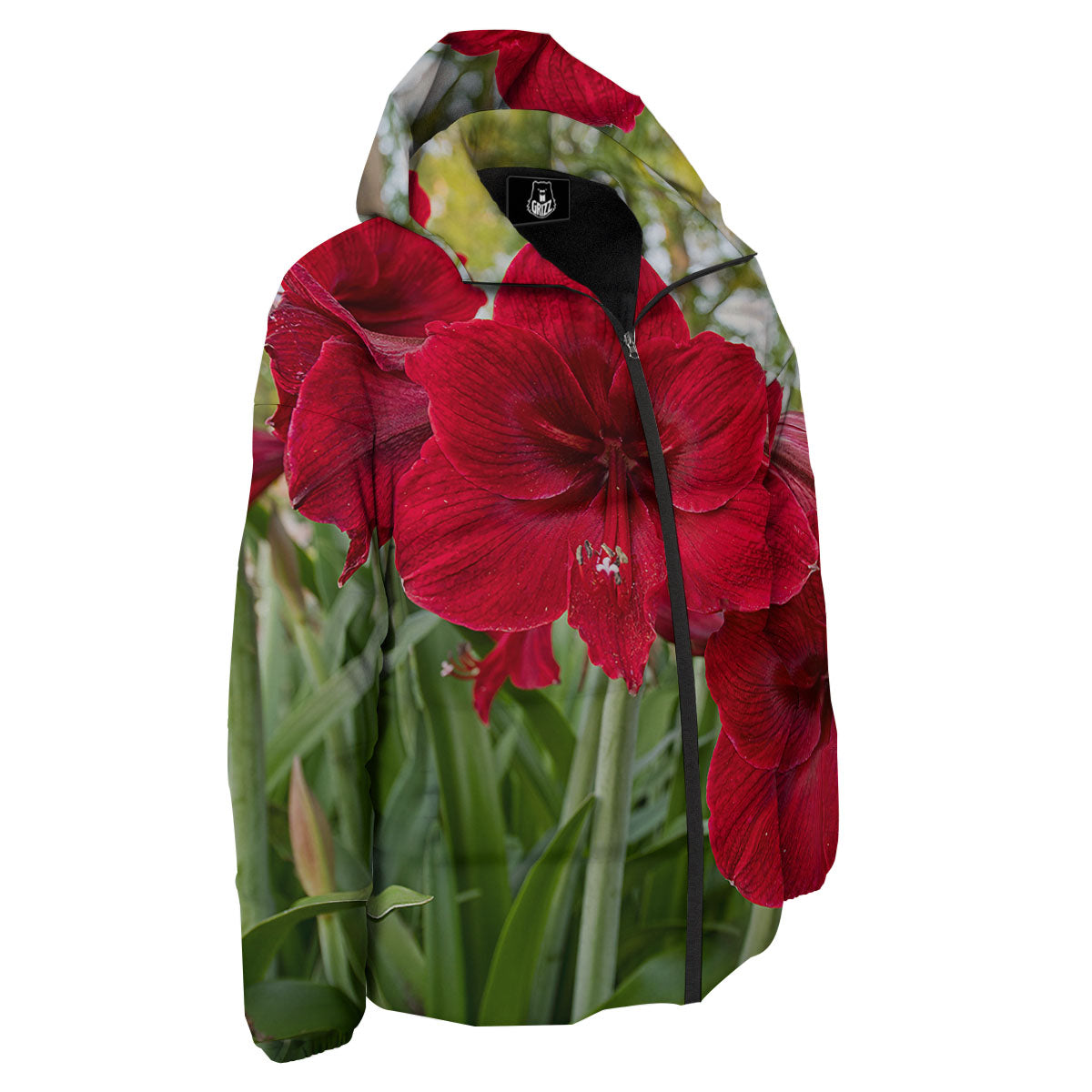 Amaryllis Red Print Down Jacket-grizzshop