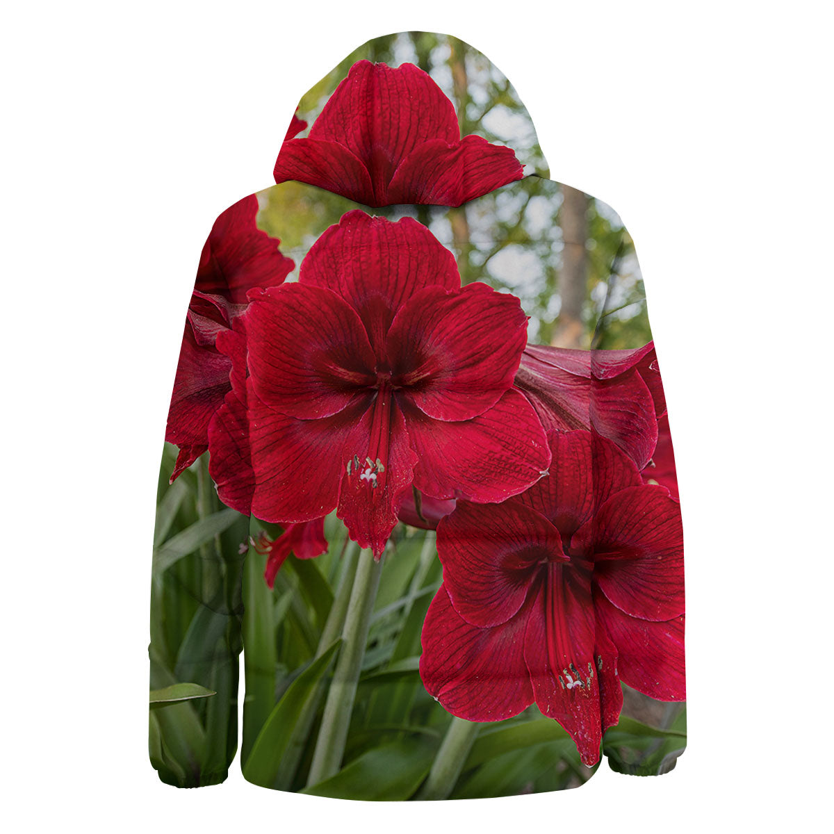 Amaryllis Red Print Down Jacket-grizzshop