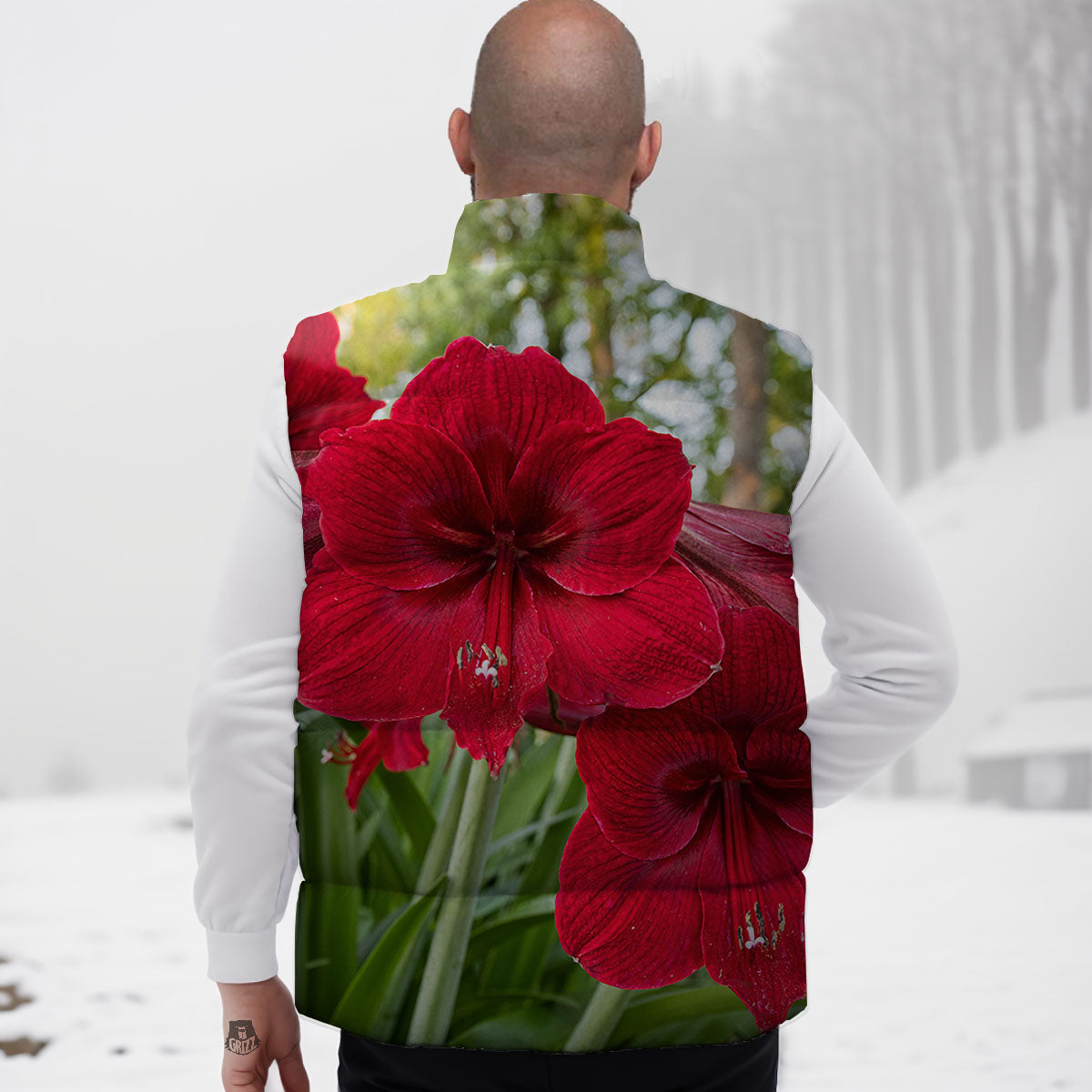 Amaryllis Red Print Down Vest