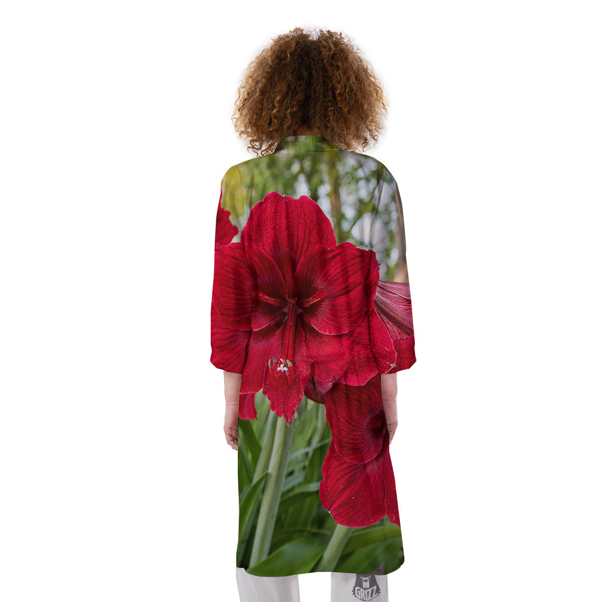 Amaryllis Red Print Kimono-grizzshop