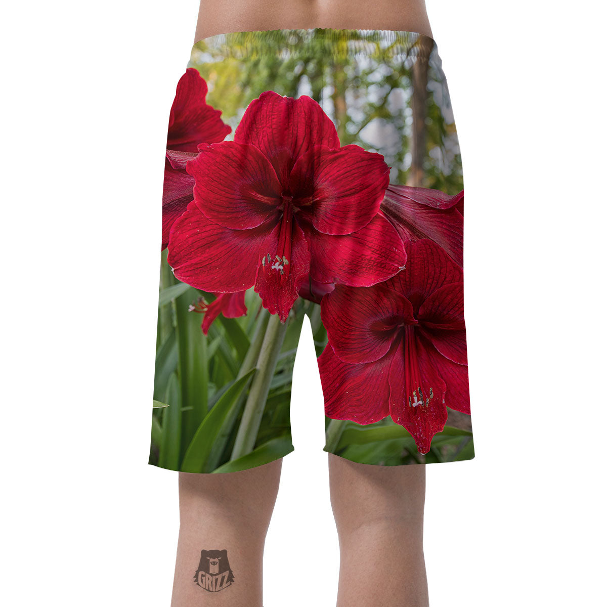 Amaryllis Red Print Men's Shorts-grizzshop
