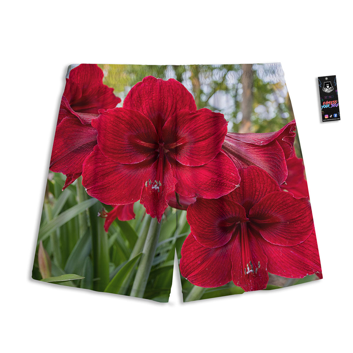 Amaryllis Red Print Mesh Shorts