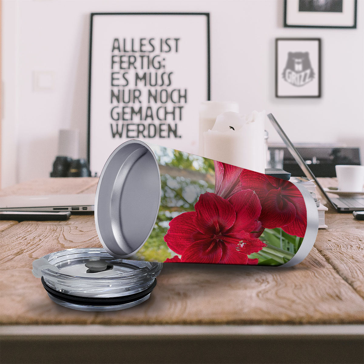 Amaryllis Red Print Tumbler-grizzshop