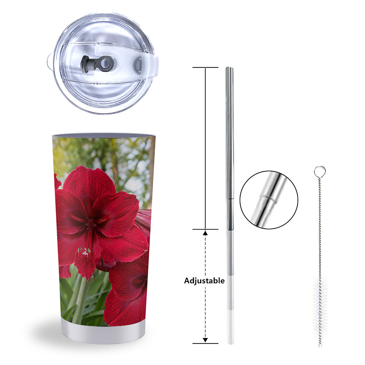 Amaryllis Red Print Tumbler-grizzshop