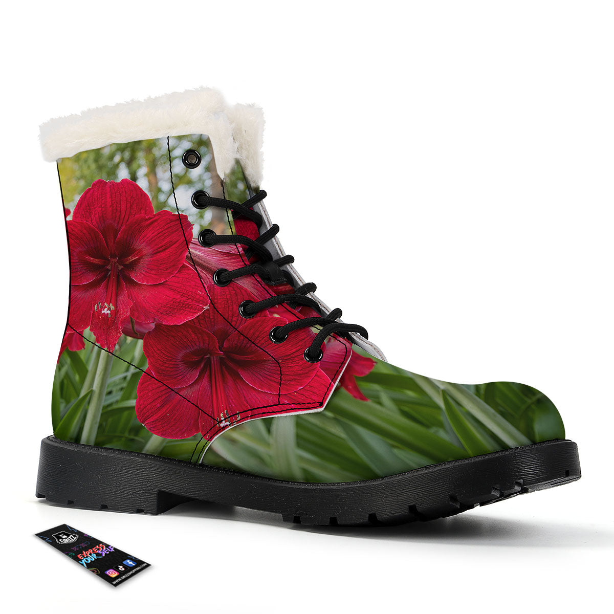 Amaryllis Red Print Winter Boots-grizzshop
