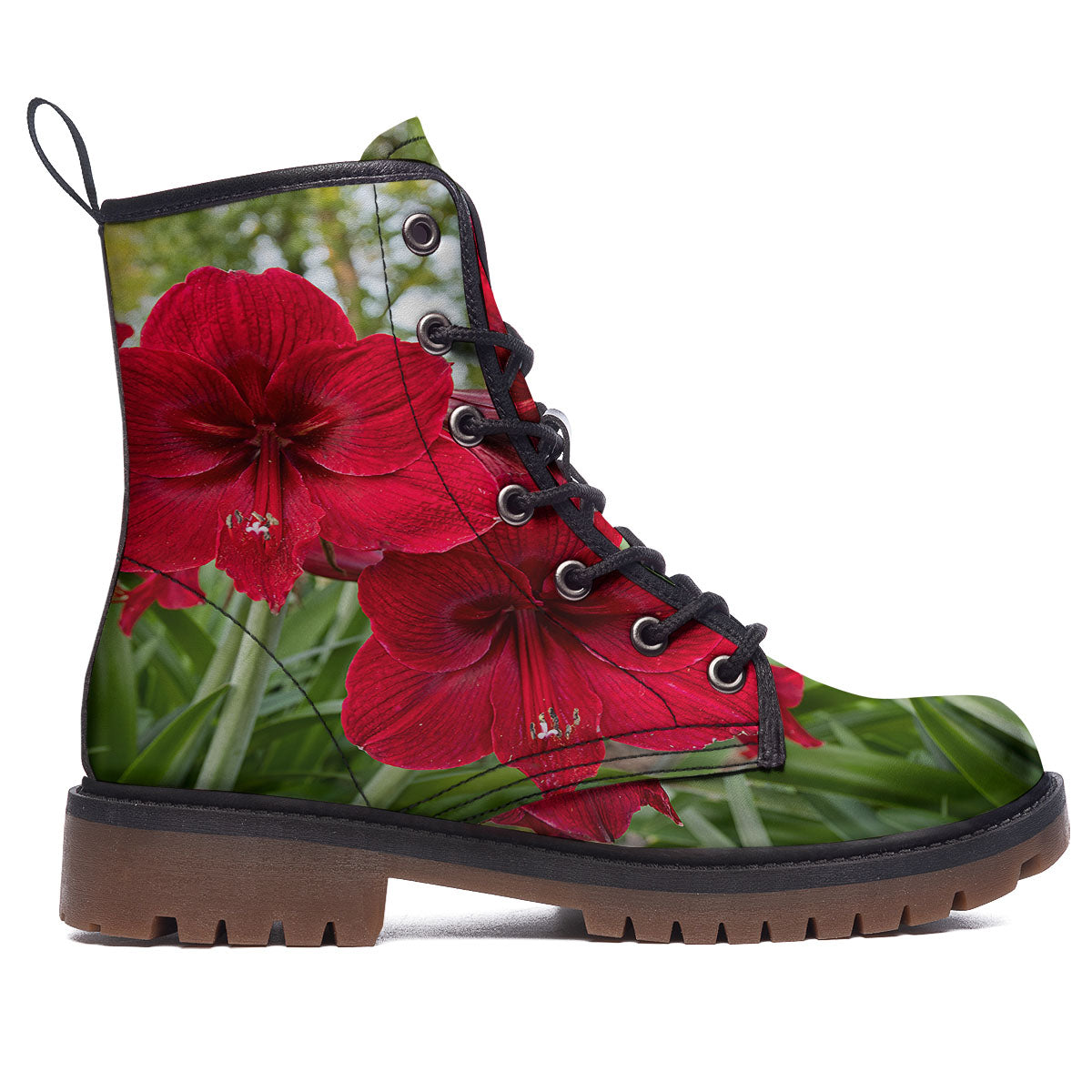 Amaryllis Red Print Work Boots-grizzshop