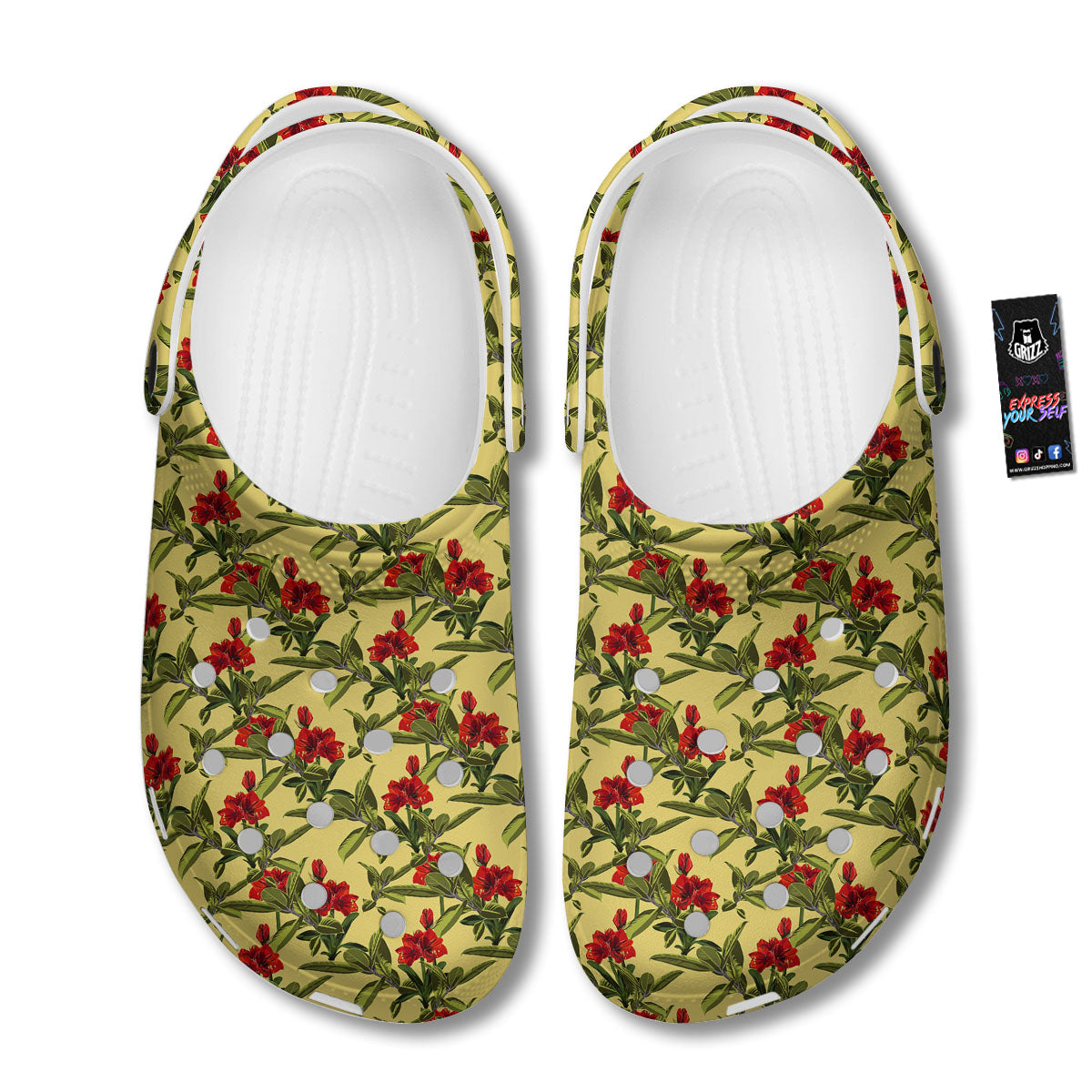 Amaryllis Red Yellow Print Pattern Clog-grizzshop