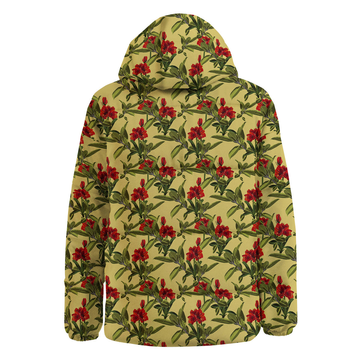 Amaryllis Red Yellow Print Pattern Down Jacket-grizzshop