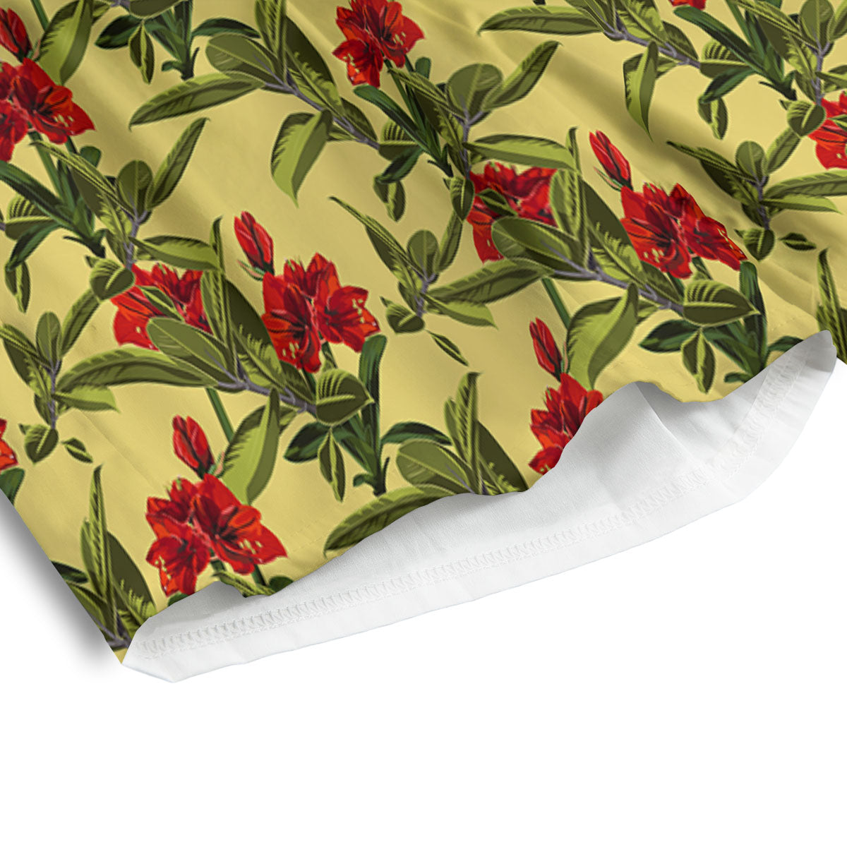 Amaryllis Red Yellow Print Pattern Men's Athletic Shorts