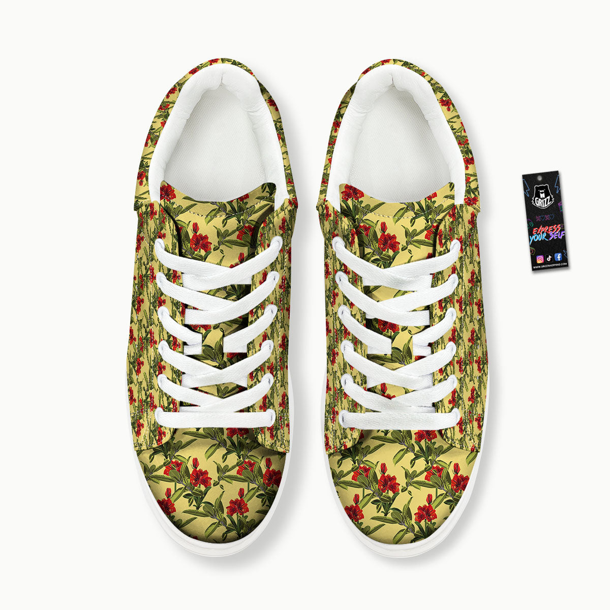 Amaryllis Red Yellow Print Pattern Platform Shoes-grizzshop