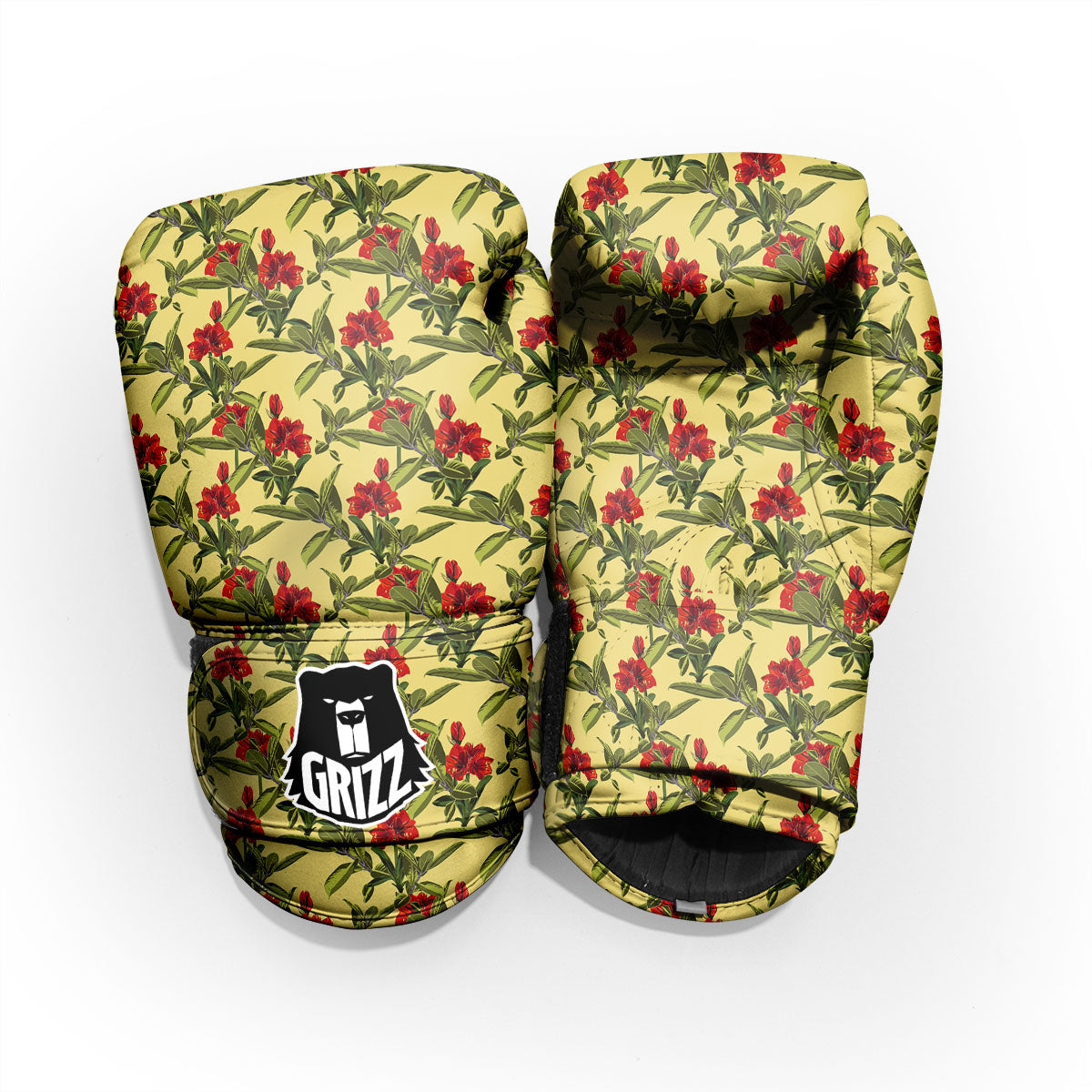 Amaryllis Red Yellow Print Pattern Pro Boxing Glove