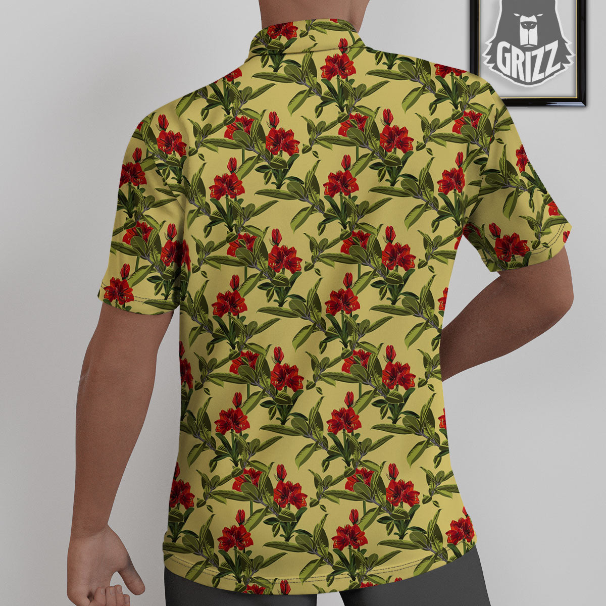 Amaryllis Red Yellow Print Pattern Untucked Shirts-grizzshop