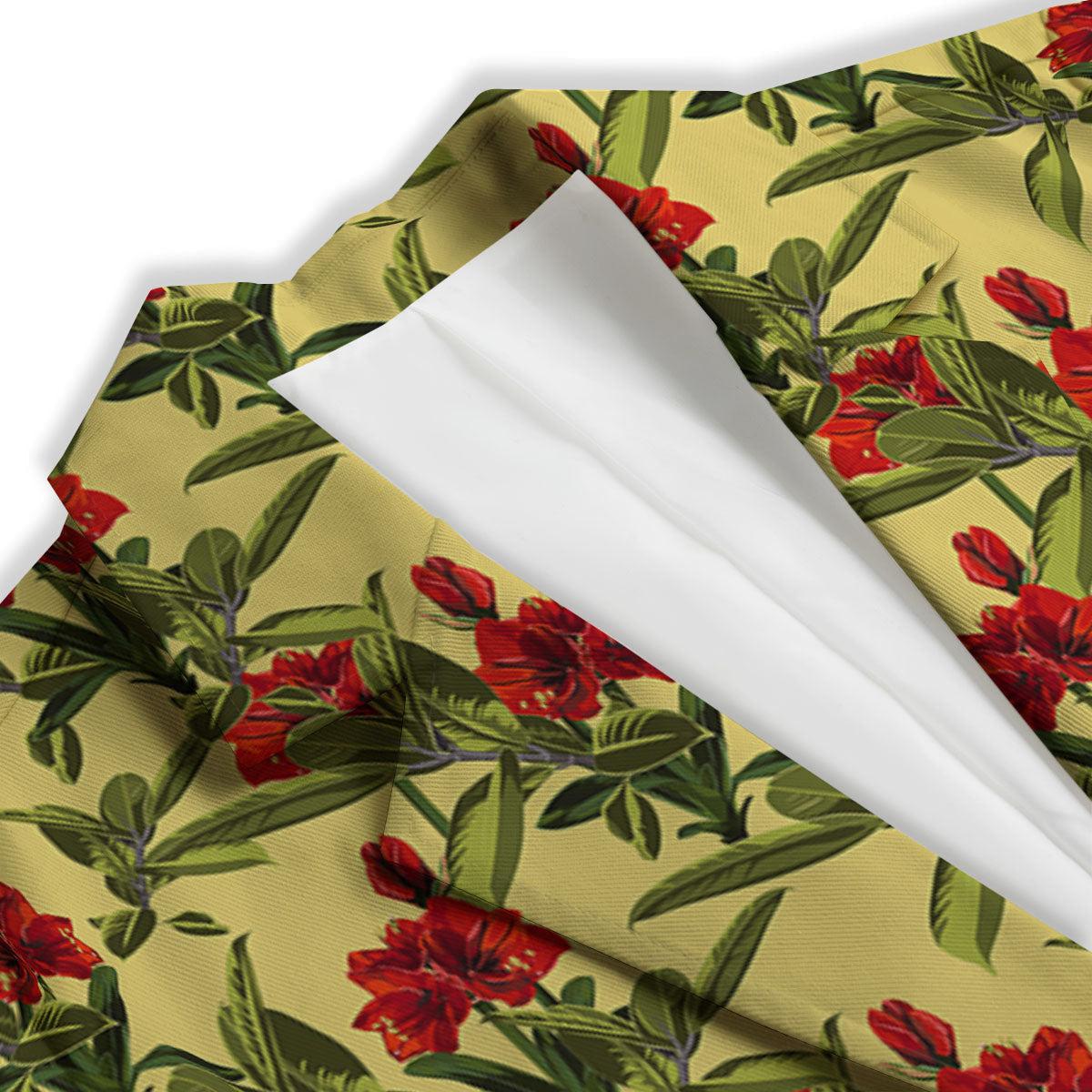 Amaryllis Red Yellow Print Pattern Women's Blazer-grizzshop