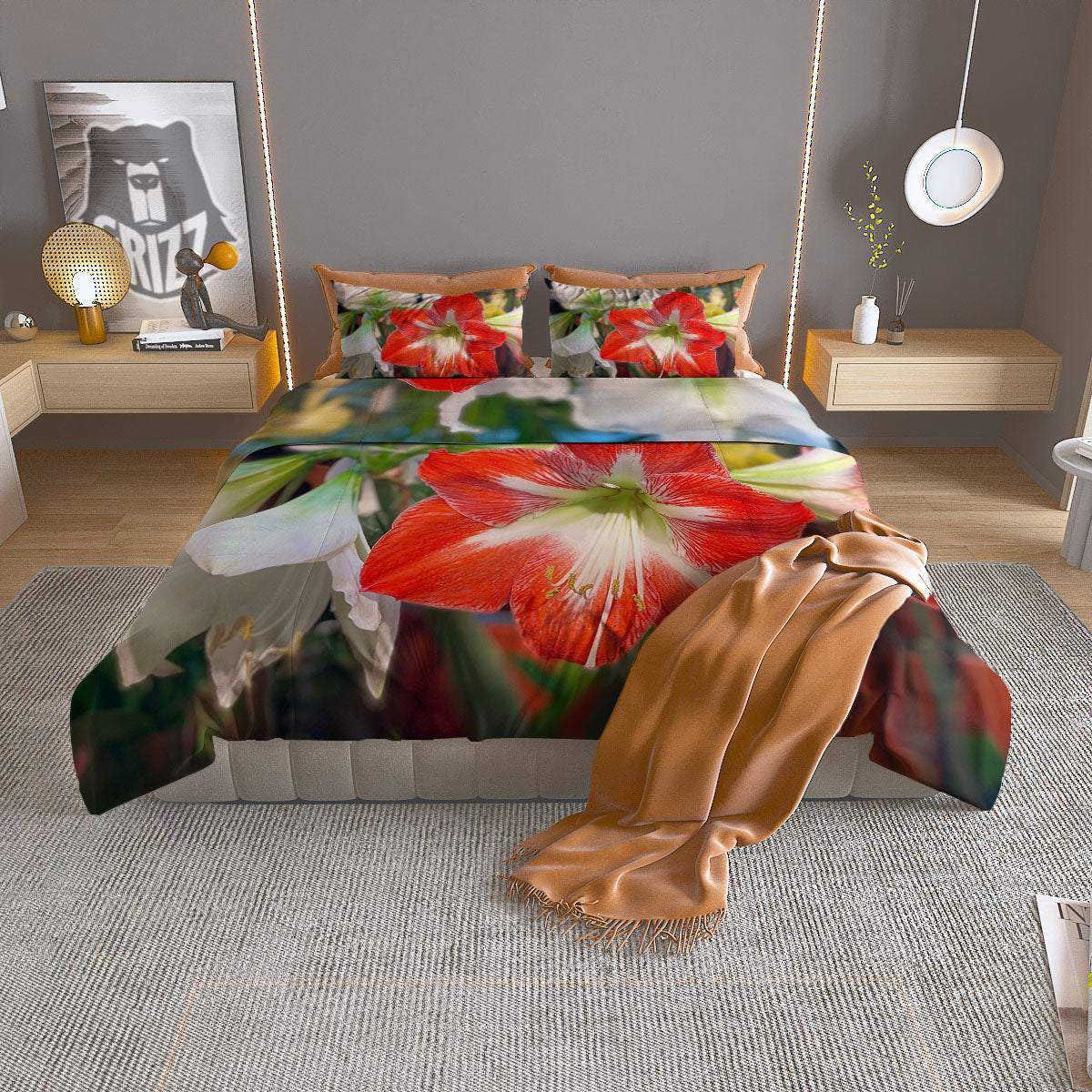 American Flag White And Black Print Duvet Cover Bedding Set