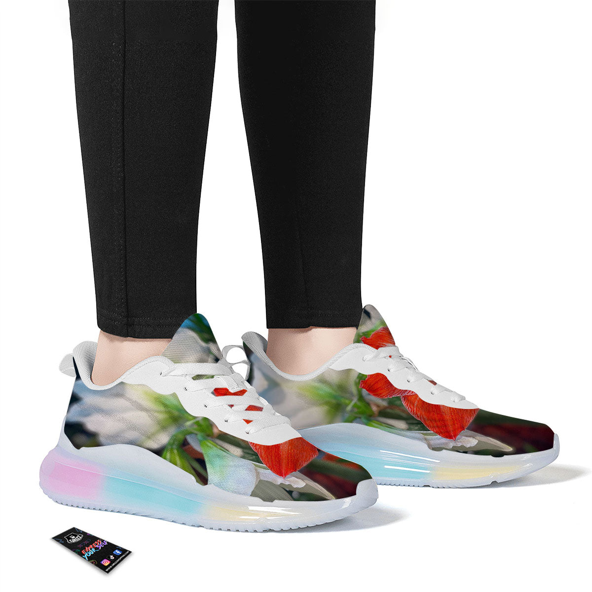 Amaryllis White And Red Print Running Sneakers-grizzshop