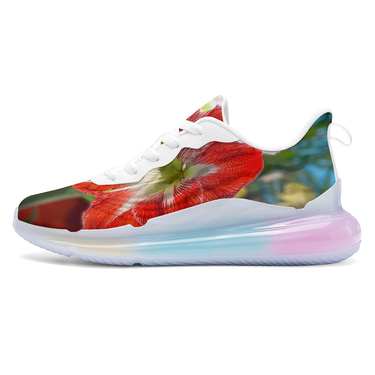 Amaryllis White And Red Print Running Sneakers-grizzshop